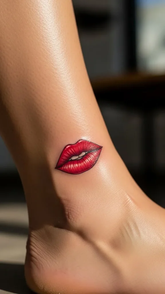 Kiss Tattoo on Ankle