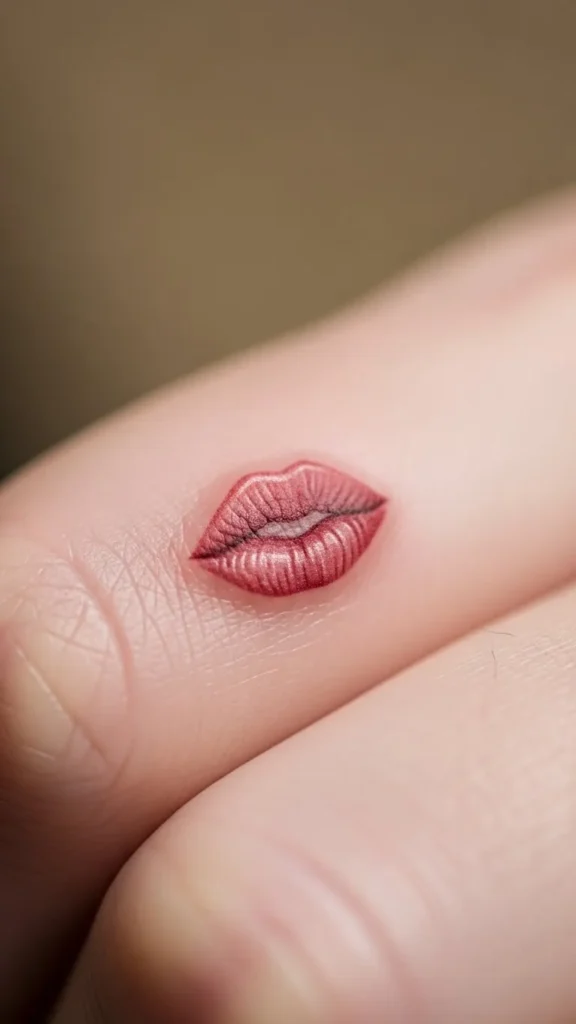 Kiss Tattoo on Finger