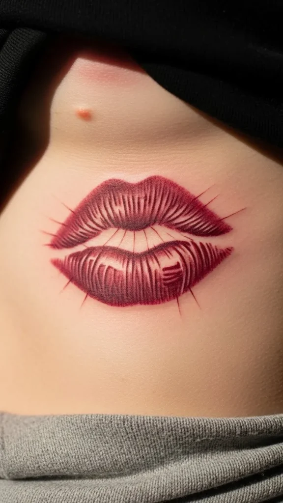 Kiss Tattoo on Ribcage