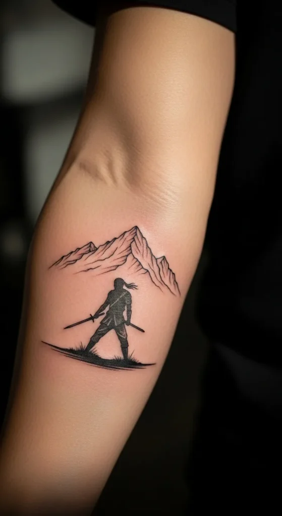 Lone Warrior Landscape Tattoo