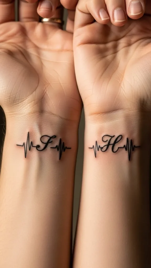 Matching Couple Pulse Initials