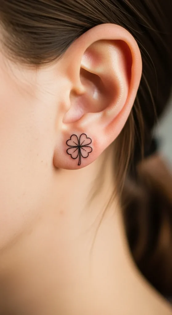  Mini Four-Leaf Clover Behind the Ear