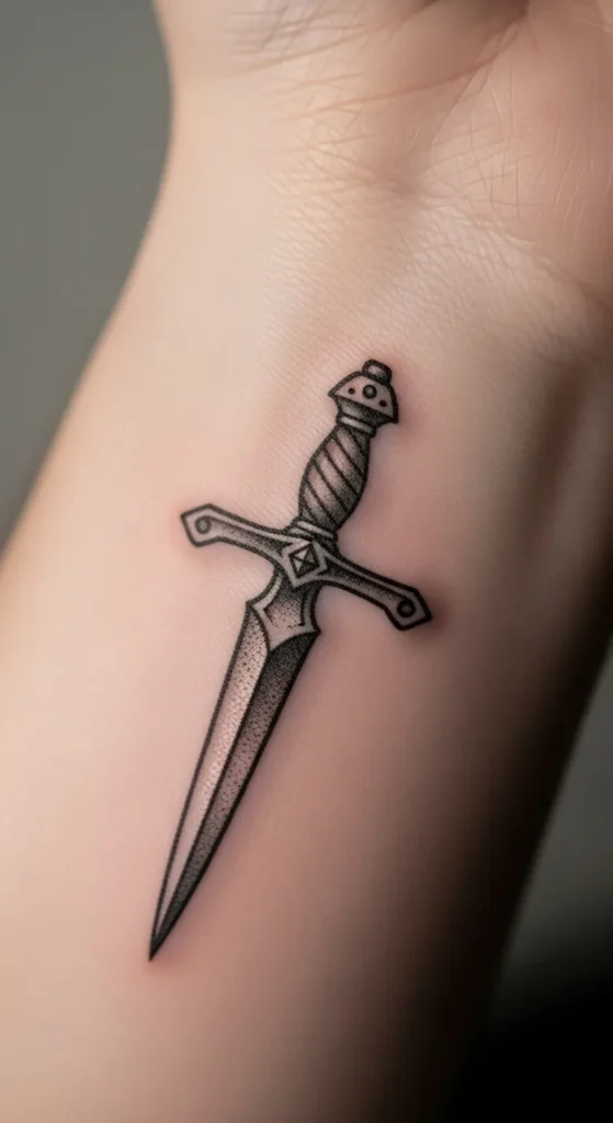 Minimal Dagger Wrist Tattoo
