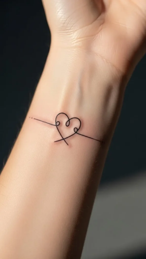 Minimal Line Intertwined Hearts