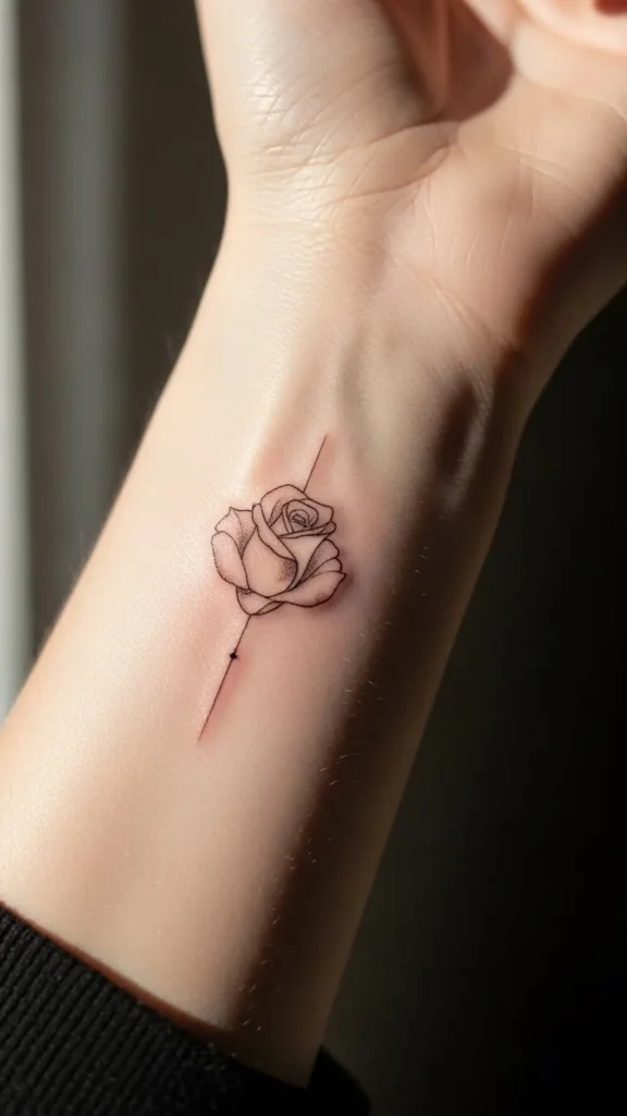 Minimal Rose Petal Wrist Tattoo