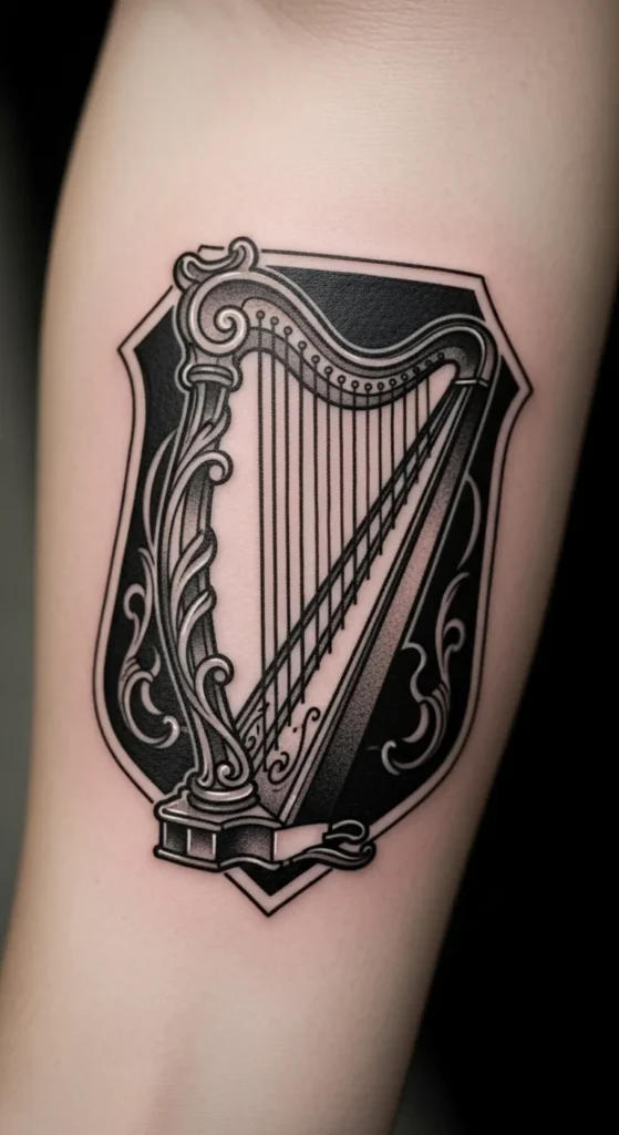 Monochrome Harp Badge