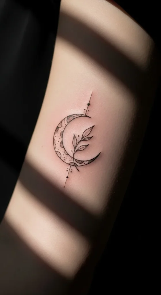 Moon Cradling a Single Leaf