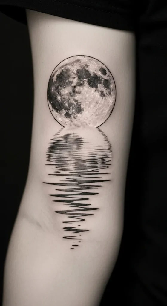 Moon Over Water Ripples