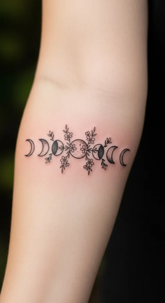 Moon Phase Line With Floral Breaks