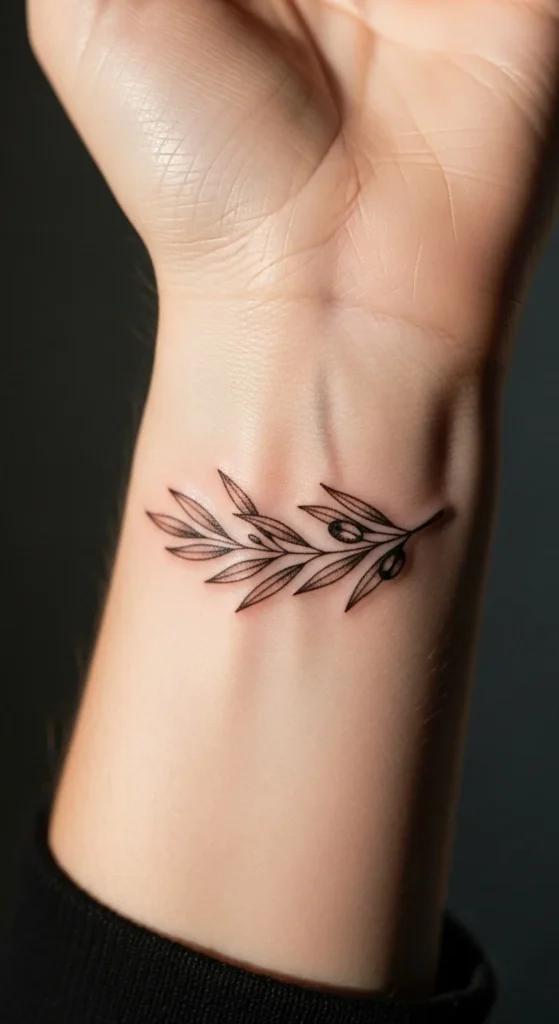 Olive Branch Wrist Tattoo