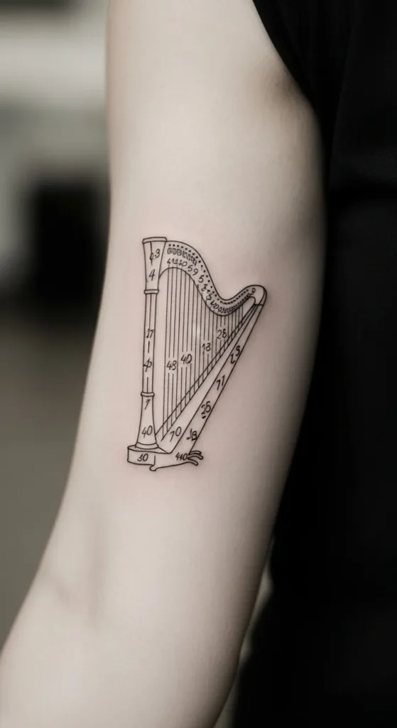 Outline Harp With Dates