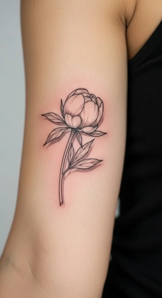Peony Bud Tattoo