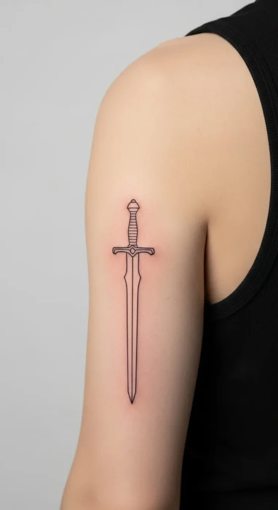 Plain Sword Outline Tattoo
