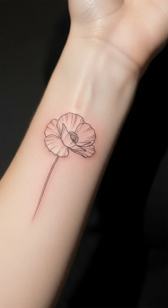 Poppy Outline Tattoo