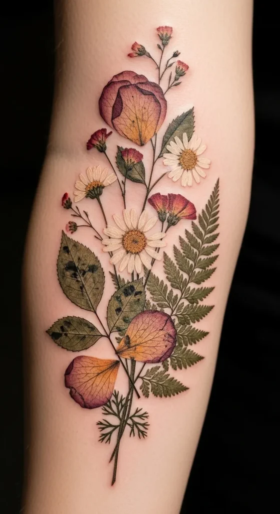 Pressed Flower Style Tattoos