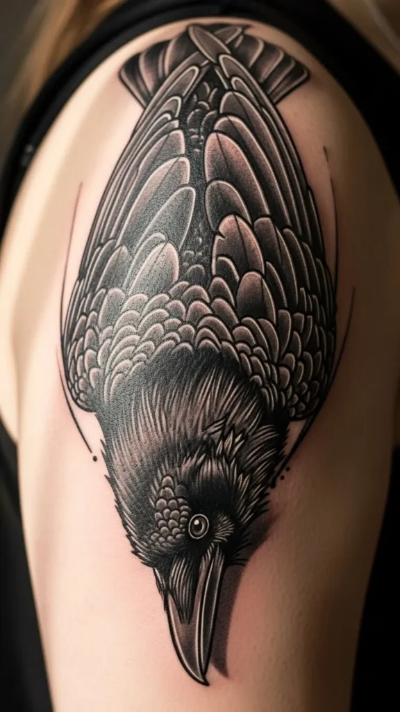 Raven Facing Downward