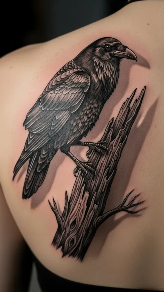 Raven with Broken Branch