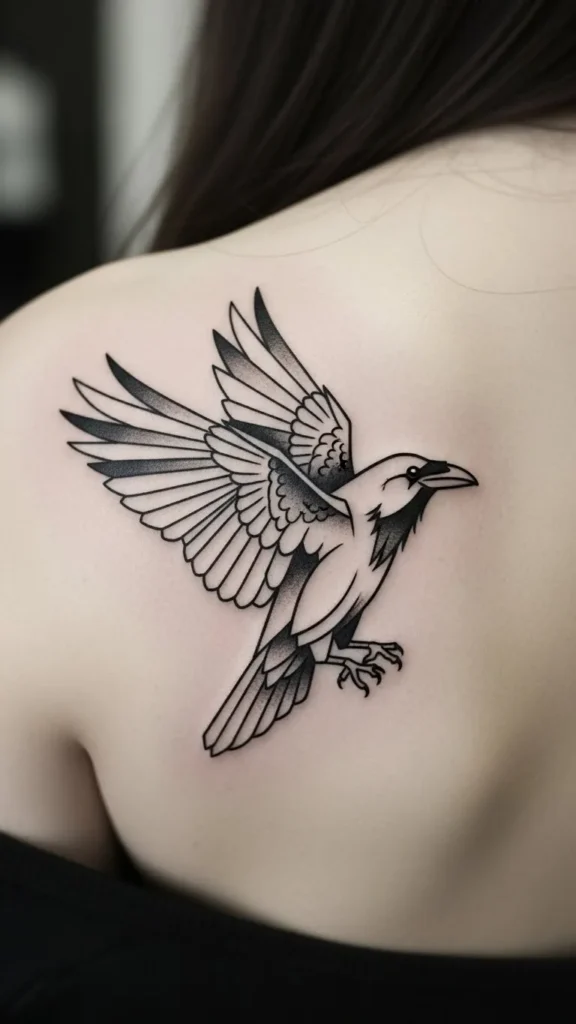 Raven with Open Wings (Minimal)