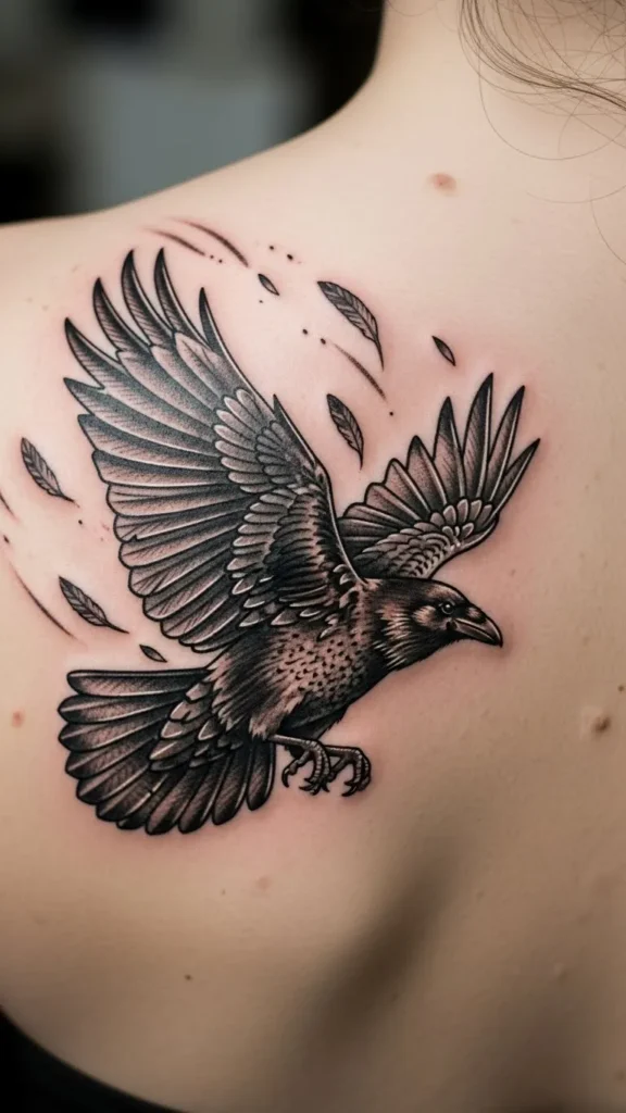 Raven with Soft Wind Effect