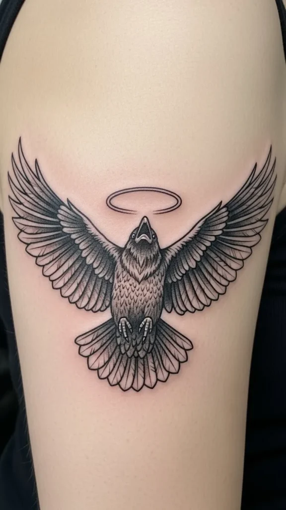 Raven with Thin Halo Ring