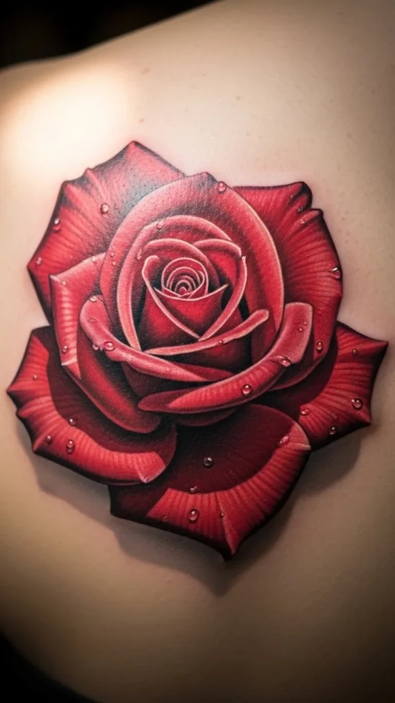 Red Rose With Open Petals