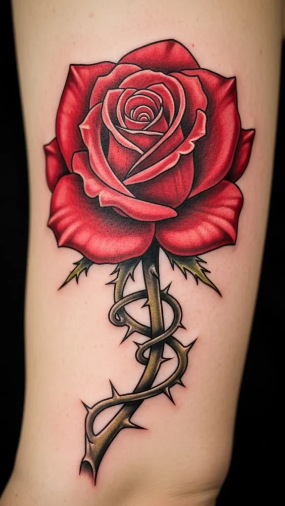  Red Rose With Thorns