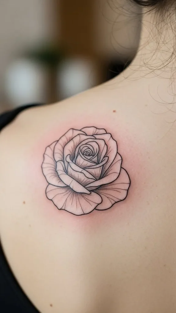 Rose Petal Outline with Shadow