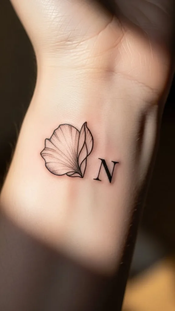 Rose Petal with Name Initial