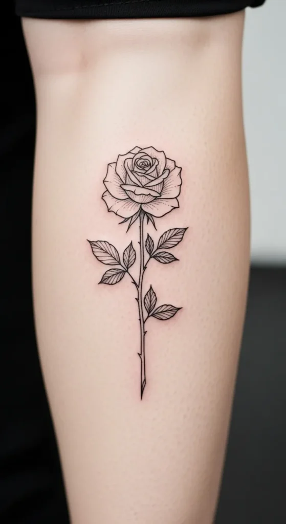 Rose with Thin Stem on the Calf