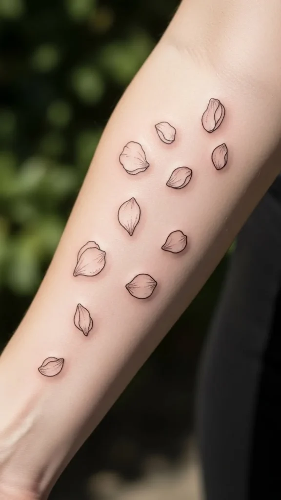 Scattered Rose Petals Along the Arm