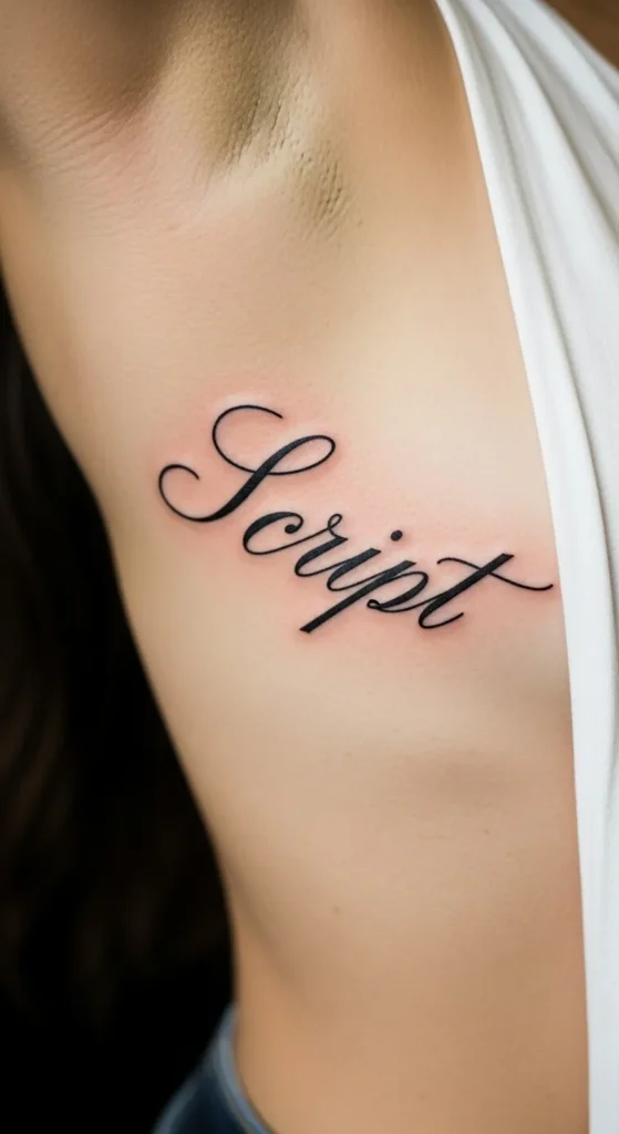 Script Word Along the Rib Line