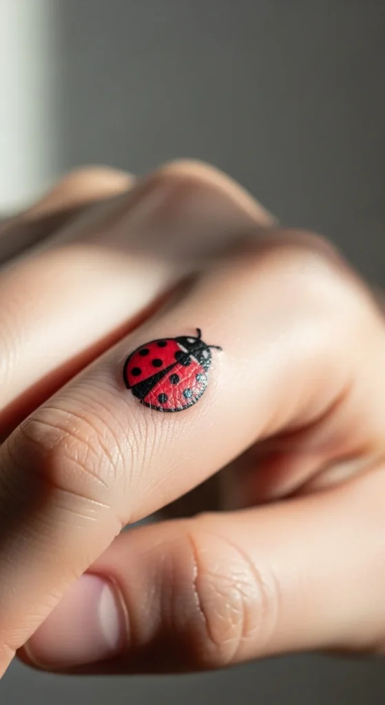 Simple Ladybug Dot Tattoo