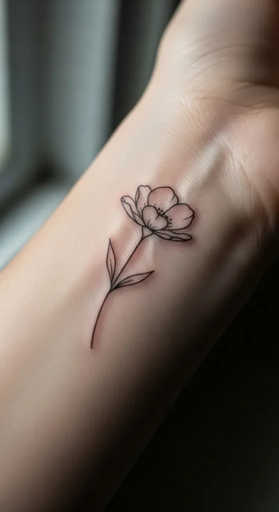 Single Bloom Wrist Tattoo