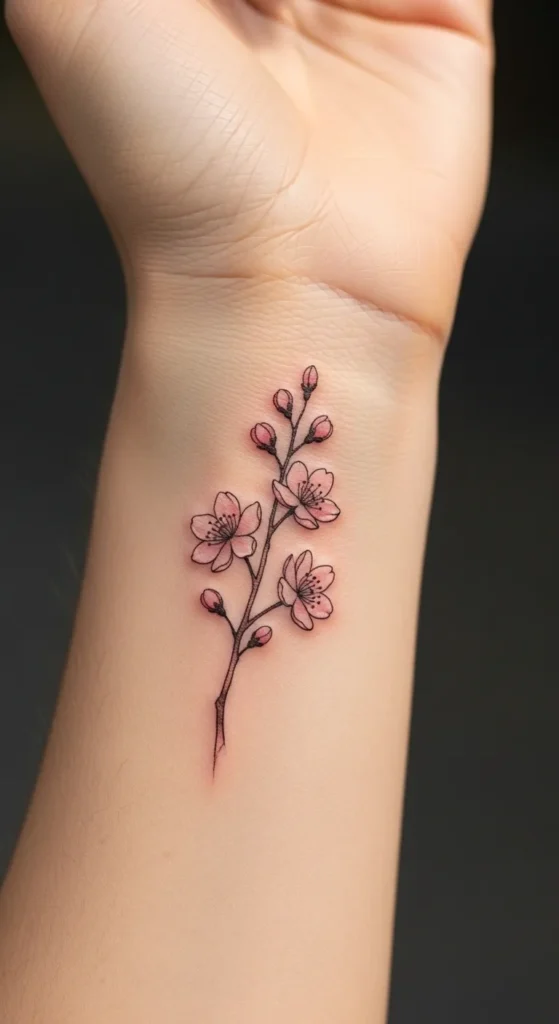 Single Cherry Blossom on the Wrist