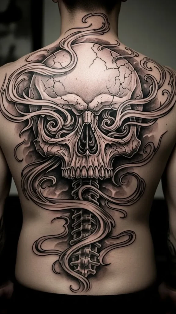 Skull and Smoke Composition