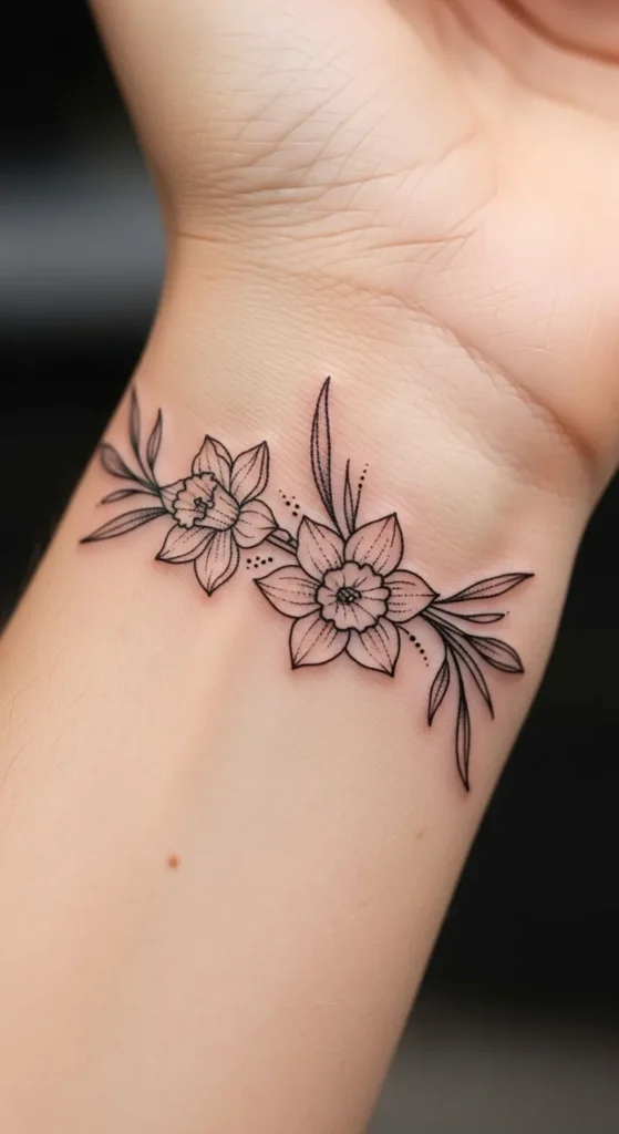 Small Daffodil Line Tattoo
