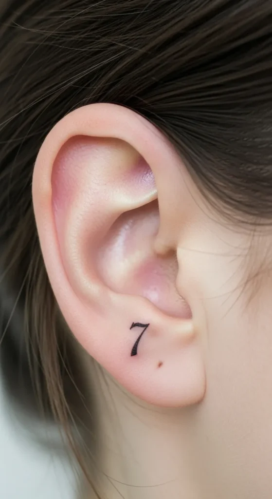 Small Lucky Number Behind the Ear