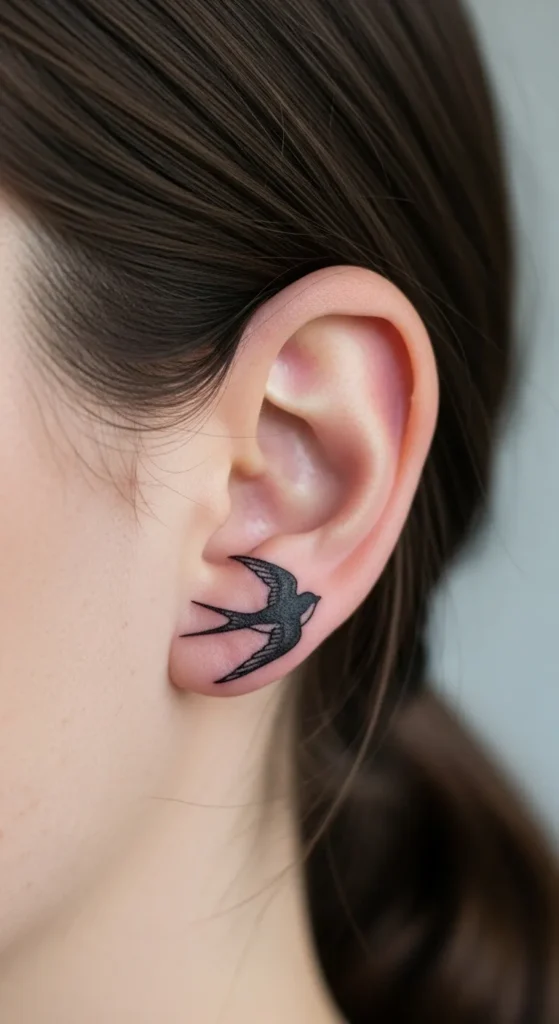 Small Swallow Silhouette Near the Helix