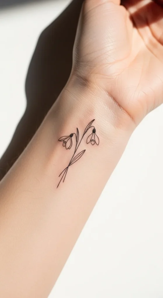 Snowdrop Flower Wrist Tattoo