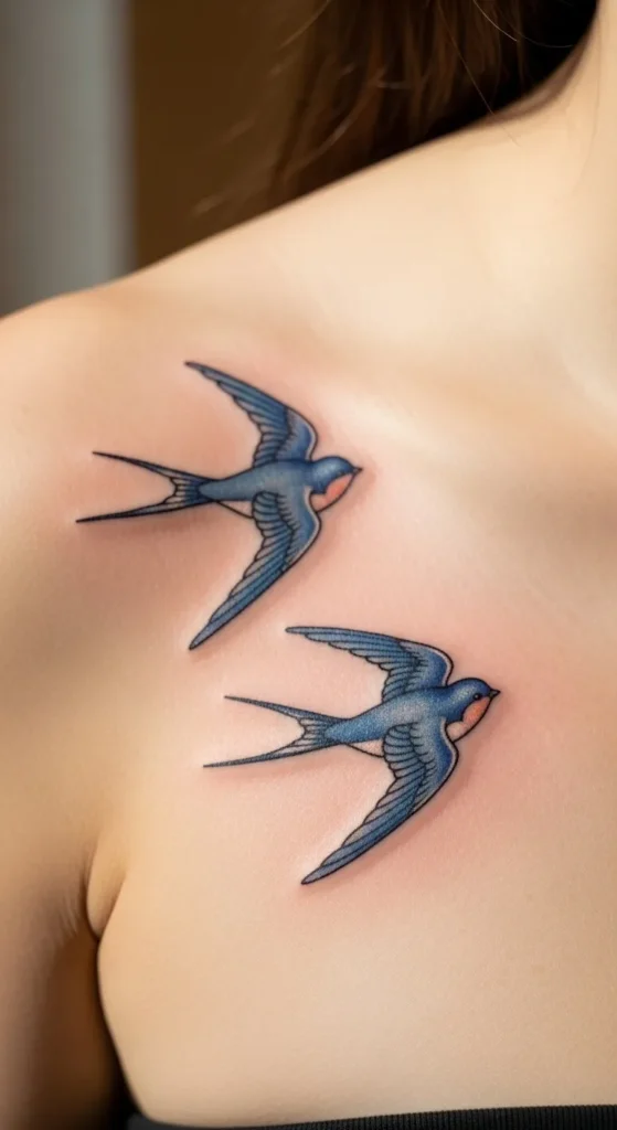 Soft Blue Swallow Pair