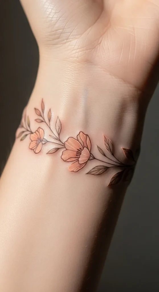 Soft Peach Floral Wrist Band