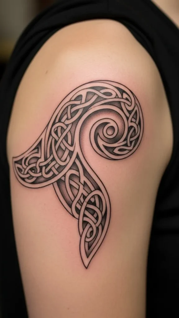 Soft Shaded Celtic Wave Curl