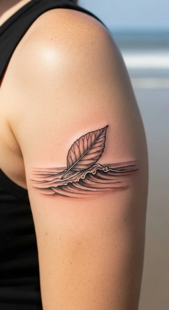 Soft Wave With Leaf