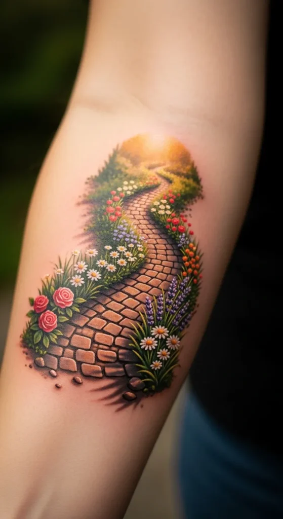 Sunlit Garden Path Scene