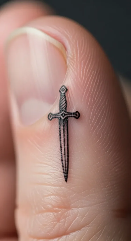 Sword Tip Finger Tattoo