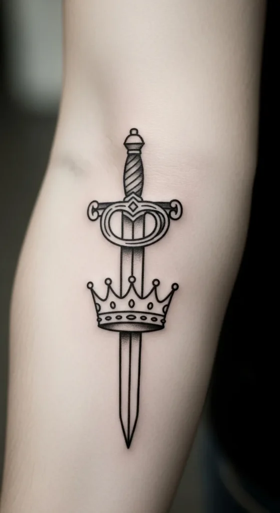 Sword and Crown Tattoo