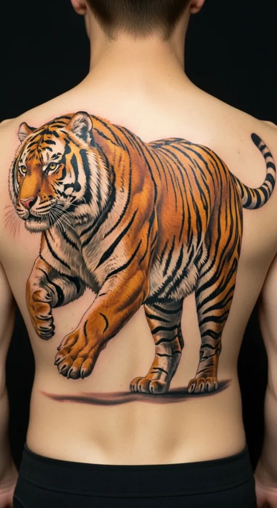 Tiger Back Tattoo