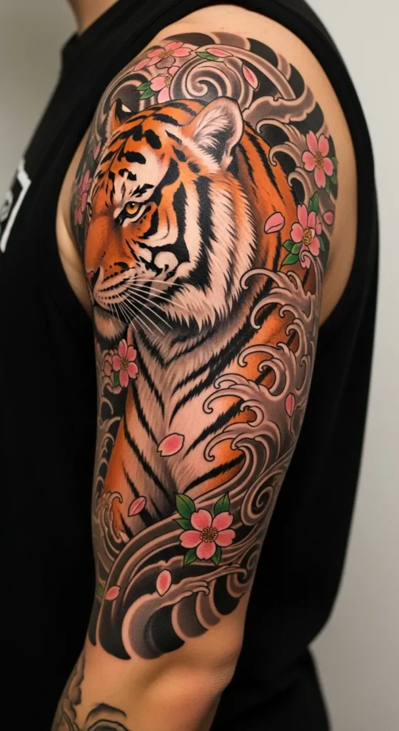 Tiger Half-Sleeve Tattoo