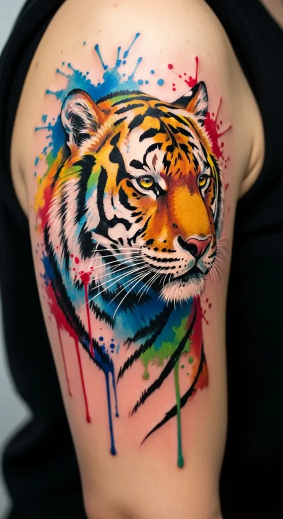 Tiger Watercolor Tattoo