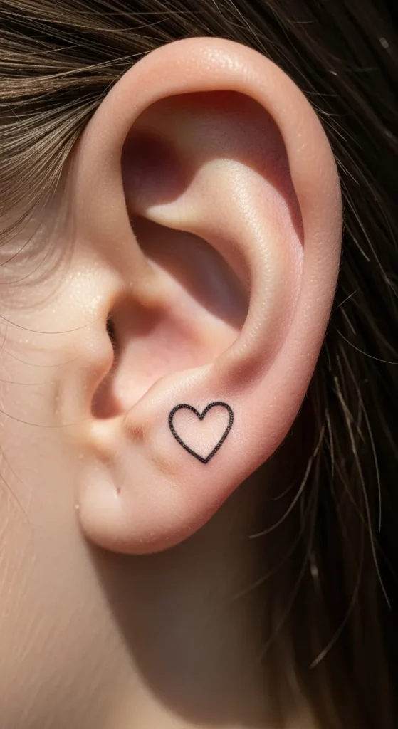 Tiny Heart Outline Behind the Ear